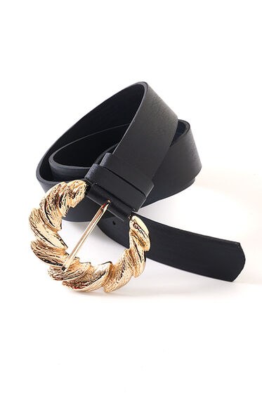 Büyük Tokalı Siyah Kemer - Deri Kemer