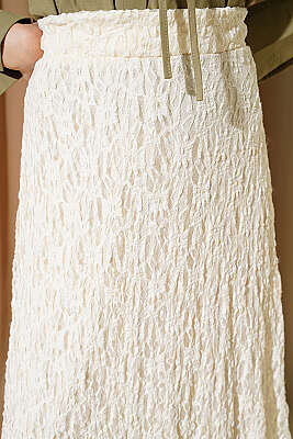 Büzgü Dantelli Tül Etek Bej - Etek