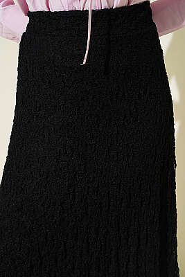 Büzgü Dantelli Tül Etek Siyah - Etek