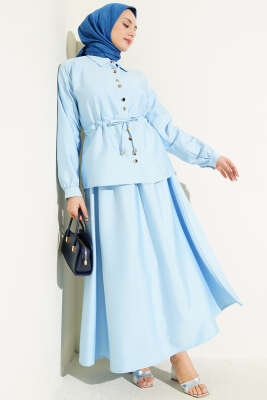 Büzgü Detaylı Paraşüt İkili Takım Buz Mavisi - HBS