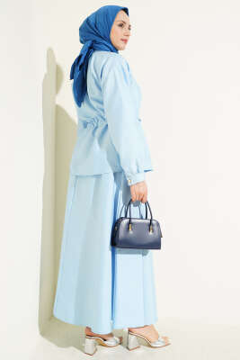 Büzgü Detaylı Paraşüt İkili Takım Buz Mavisi - İkili Takım