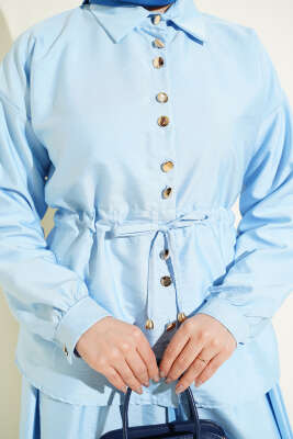 Büzgü Detaylı Paraşüt İkili Takım Buz Mavisi - İkili Takım