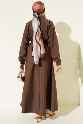 Büzgü Detaylı Paraşüt İkili Takım Kahve - İkili Takım