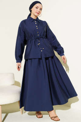 Büzgü Detaylı Paraşüt İkili Takım Lacivert - İkili Takım