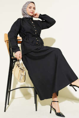 Büzgü Detaylı Paraşüt İkili Takım Siyah - HBS