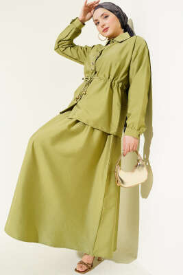 Büzgü Detaylı Paraşüt İkili Takım Yağ Yeşili - HBS