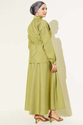 Büzgü Detaylı Paraşüt İkili Takım Yağ Yeşili - İkili Takım