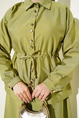 Büzgü Detaylı Paraşüt İkili Takım Yağ Yeşili - İkili Takım