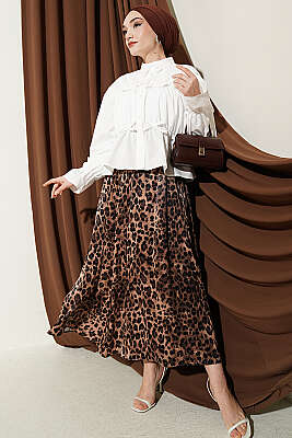 Büzgülü Fiyonklu Kısa Gömlek Beyaz - Gömlek