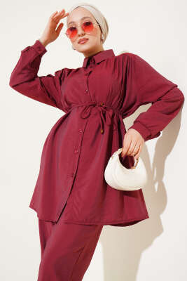 Büzgülü İp Kuşaklı Basic İkili Takım Bordo - 700-1000 TL Ürünler