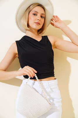 Büzgülü Likralı Bluz Siyah - Kadın Giyim Modelleri