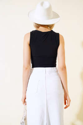 Büzgülü Likralı Bluz Siyah - Kadın Giyim Modelleri