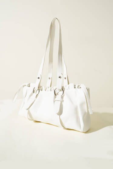 Büzgülü Mıknatıslı Çanta Beyaz - Kol Çantası