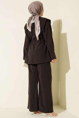 Büzgülü Omuz Allerli İkili Takım Kahve - İkili Takım