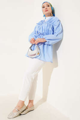 Büzgülü Önden Bağlamalı Kimono Bebe Mavi - 300-500 TL Ürünler