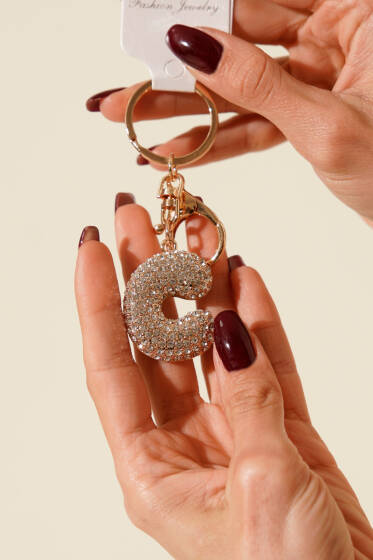 C Harfli Taşlı Anahtarlık - Günün Seçilenleri