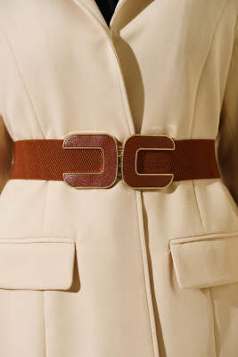 C Logolu Lastikli Kemer Kahve - DESREE KEMER