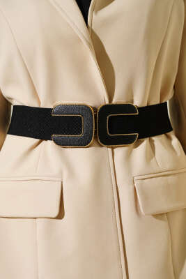 C Logolu Lastikli Kemer Siyah - DESREE KEMER