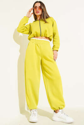 Garnili Kapüşonlu İkili Takım Yağ Yeşili - CALİENTE