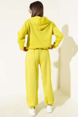 Garnili Kapüşonlu İkili Takım Yağ Yeşili - Kadın Giyim Modelleri