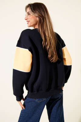 California Baskılı Sweatshirt Lacivert - Kadın Giyim Modelleri