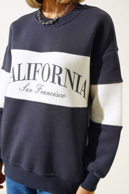 California Baskılı Üç İplik Sweatshirt Antrasit - Kadın Giyim Modelleri