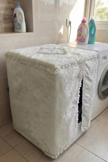 Çamaşır Makinesi Örtüsü Krem - Çamaşır Makinesi Örtüsü