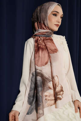 Camellia Desen Şal Bej - Başörtüsü