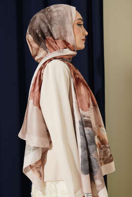 Camellia Desen Şal Bej - Başörtüsü