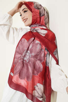 Camellia Desen Şal Bordo 