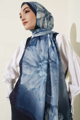 Camellia Desen Şal İndigo 