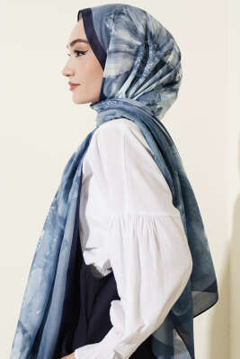 Camellia Desen Şal İndigo - Yılın Fırsatı