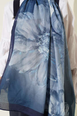 Camellia Desen Şal İndigo - Yılın Fırsatı