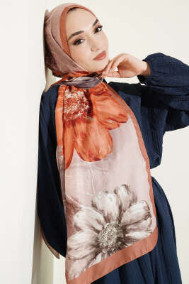 Camellia Desen Şal Latte - Başörtüsü