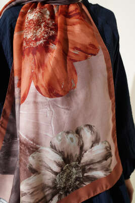 Camellia Desen Şal Latte - Başörtüsü