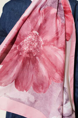 Camellia Desen Şal Pembe - Başörtüsü