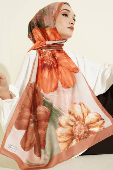 Camellia Desen Şal Taba - Başörtüsü