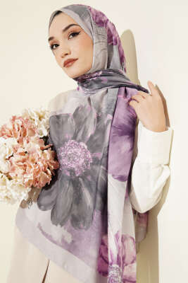 Camellia Desen Şal Taş Gri - Başörtüsü