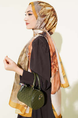 Camellia Desen Şal Yağ Yeşili - Başörtüsü