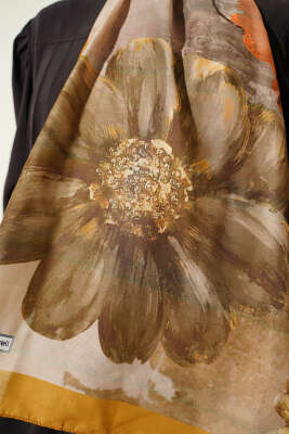 Camellia Desen Şal Yağ Yeşili - Başörtüsü