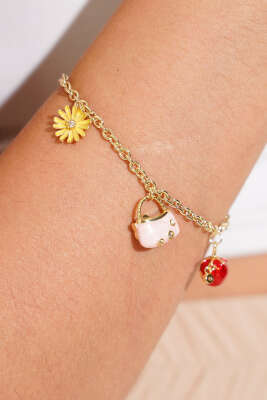 Çanta Detaylı Bileklik Gold - Yılın Fırsatı