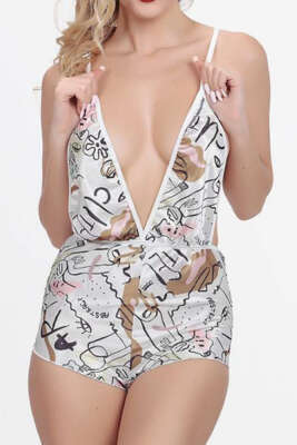 Çapraz Askılı Desen Detaylı Gecelik Desen - Fantezi İç Giyim