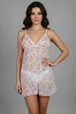 Çapraz Askılı Fırfırlı Gecelik Desen - Fantezi İç Giyim