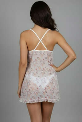 Çapraz Askılı Fırfırlı Gecelik Desen - Fantezi İç Giyim