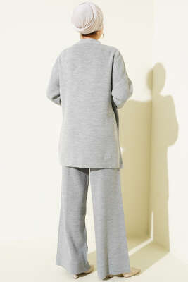 Çapraz Bağlamalı Triko Takım Gri - İkili Takım