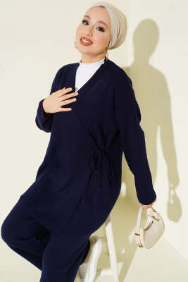 Çapraz Bağlamalı Triko Takım Lacivert - İkili Takım
