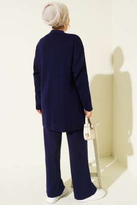 Çapraz Bağlamalı Triko Takım Lacivert - İkili Takım