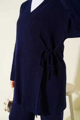 Çapraz Bağlamalı Triko Takım Lacivert - İkili Takım