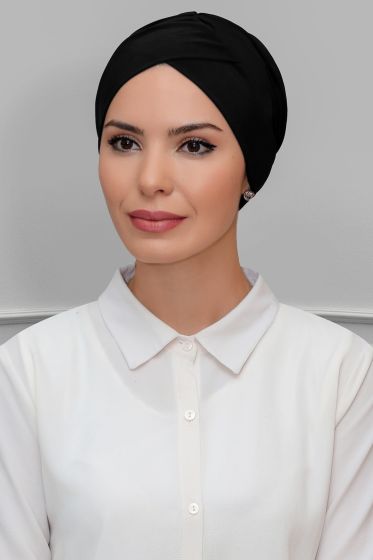 Çapraz Bağlı Siyah Bone - Black&White