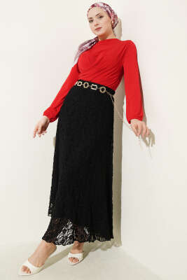 Çapraz Büzgülü Sandy Bluz Kırmızı - Bluz